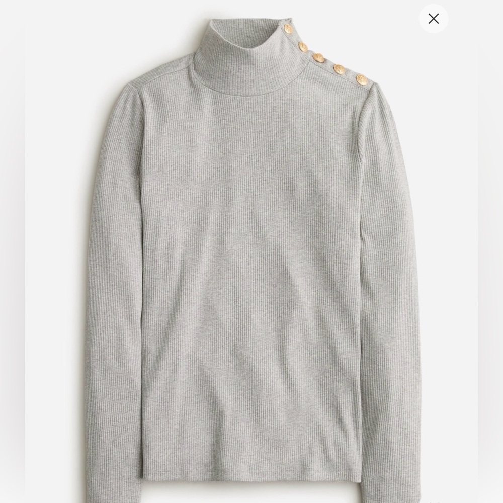 J. Crew Vintage Rib Turtleneck with Gold Buttons